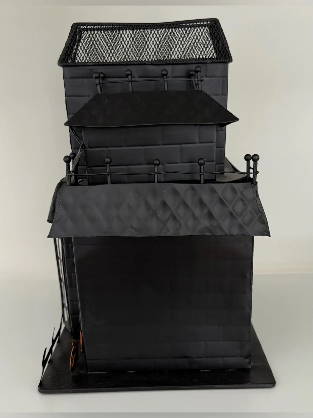 POTTERY BARN Haunted House Halloween Black Metal Tea light Candle Holder RETIRED